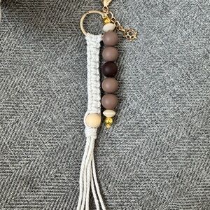 Elegant Macrame Keychain with Beaded Accent